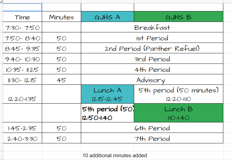 bell schedule